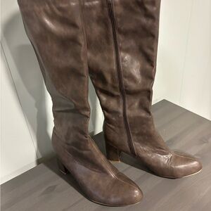 Brown Leather Knee-High Boots